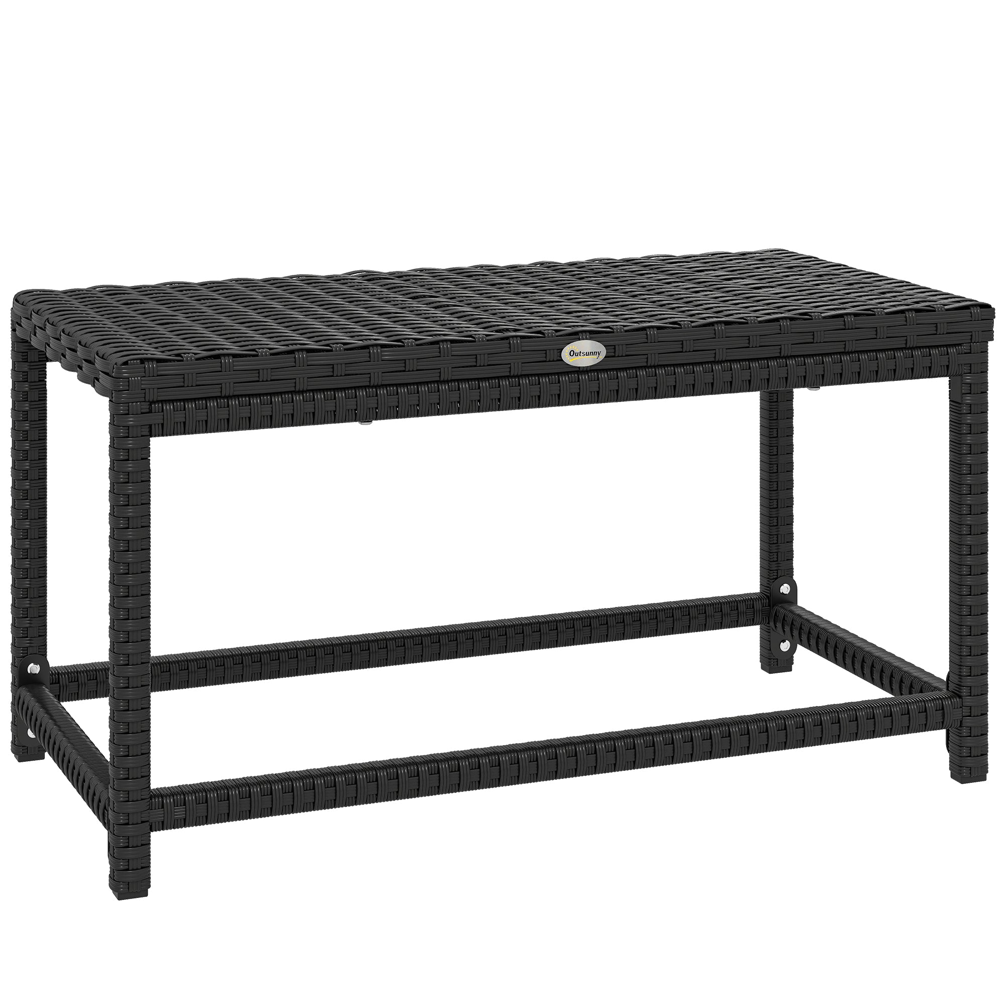 Outsunny Outdoor Coffee Table Side Table with Rectangular Frame for Patio, Balcony, Black 