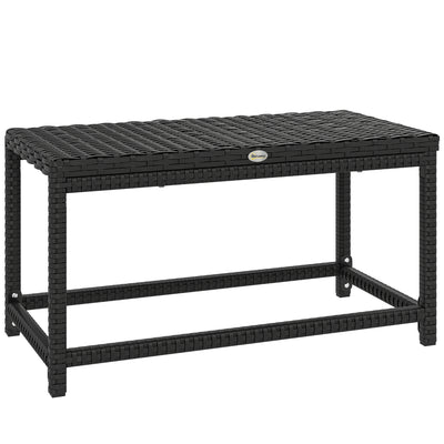 Outsunny Outdoor Coffee Table Side Table with Rectangular Frame for Patio, Balcony, Black 