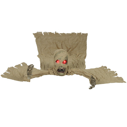 Outsunny 183 cm Life Size Halloween Animated Crawling Mummy with Glowing LED Eyes, 8/16H Timer, Scary Halloween Decorations, Battery Operated, Indoor Outdoor Party Props