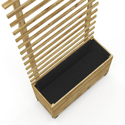 Outsunny Wooden Raised Planter, with Back Trellis - Natural Finish 