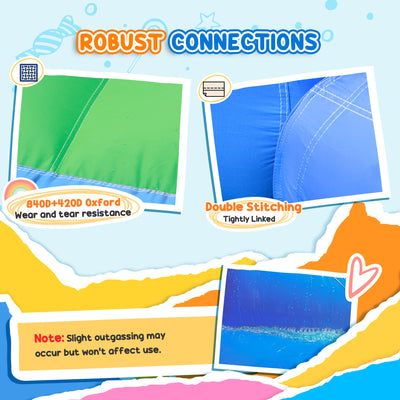 AIYAPLAY Inflatable Bouncy Castle with 550W Blower, Basketball Hoop, Long Slide, Dart Board, Carrying Bag, 385 x 290 x 180 cm 