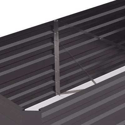 Outsunny Set of 2 Raised Beds for Garden, Galvanised Steel Outdoor Planters with Multi-reinforced Rods for Vegetables, Plants, Flowers and Herbs, 180 x 90 x 59 cm, Dark Grey 