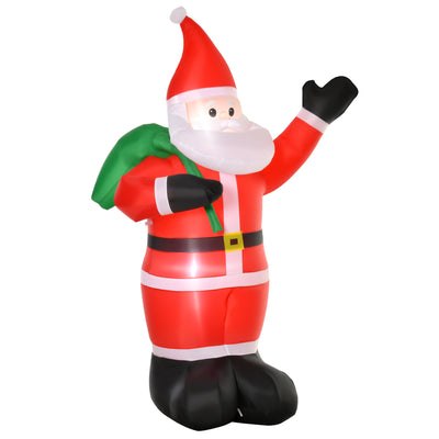 HOMCOM 8ft Christmas Inflatable Santa Holiday Yard Decoration with LED Lights, Indoor Outdoor Lawn Blow Up Decor 
