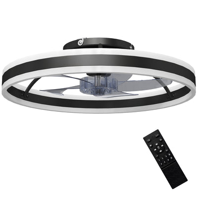 HOMCOM Ceiling Fan with Light and Remote, LED Mount Ceiling Fan with 3 Colour Temperatures, 6 Speed, 50 cm, Black 