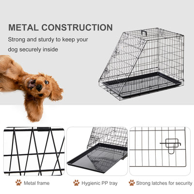 Pawhut Trapeze Collapsible Dog Pet Travel Box Cage Removable Tray 93 x 58 x 65cm 