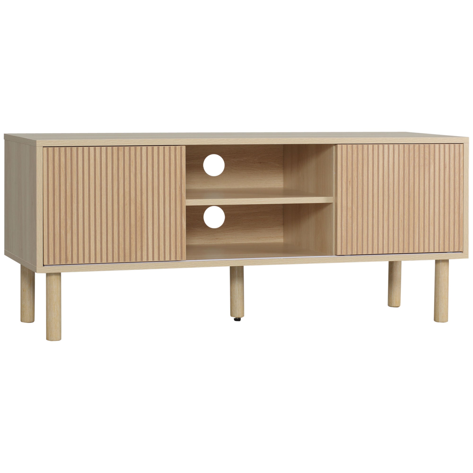 HOMCOM Sliding Door TV Cabinet Stand - Oak Wood-Effect 
