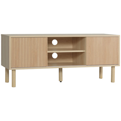 HOMCOM Sliding Door TV Cabinet Stand - Oak Wood-Effect 