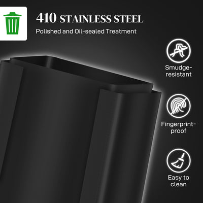 HOMCOM 50L Dual Compartment Stainless Steel Bin, with Deodoriser Holders - Black 