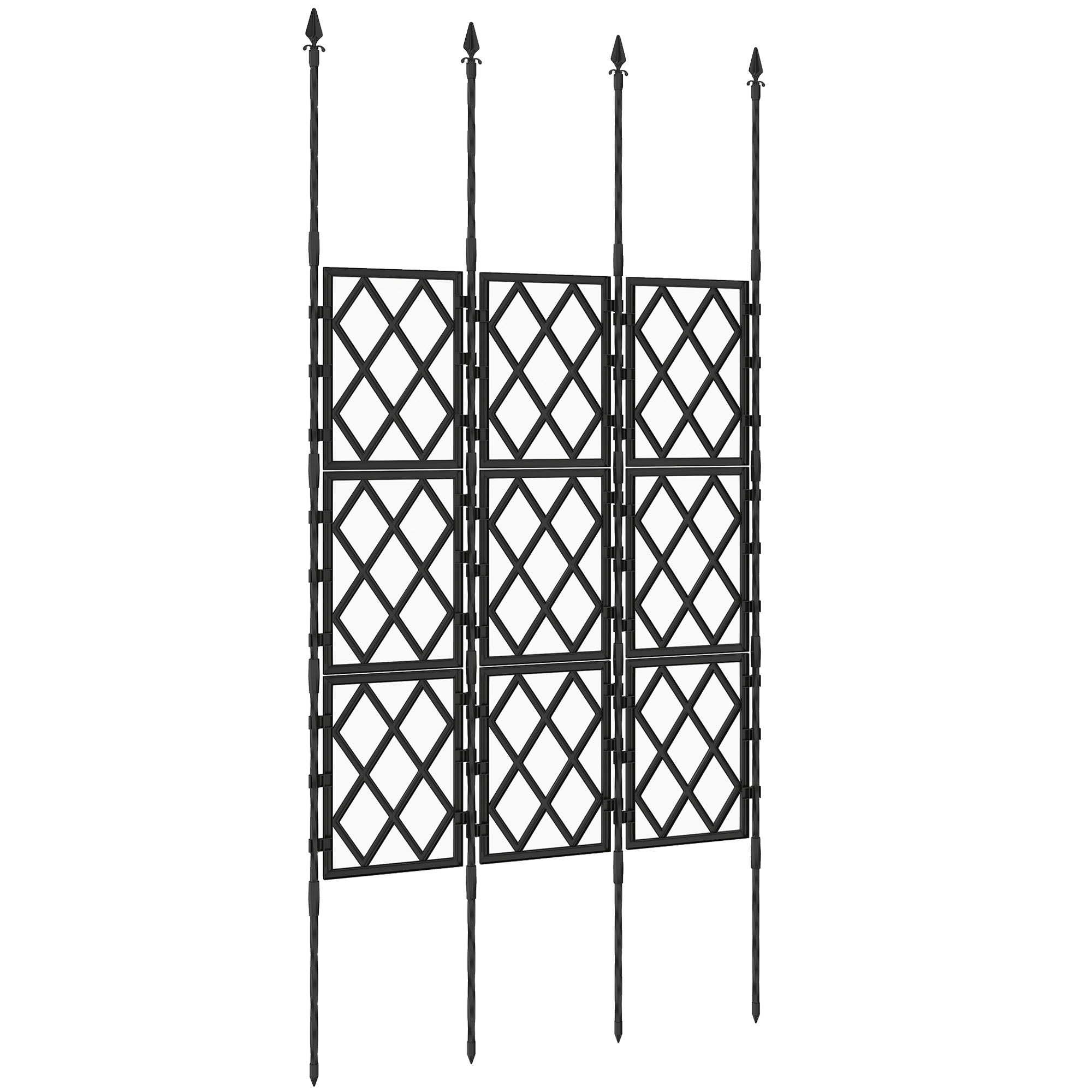 Outsunny Foldable Garden Trellis, Lattice Climbing Support Trellis for Garden, DIY Assembly, 85 x 197 cm, Black 