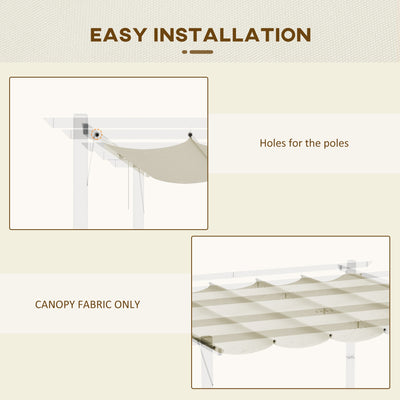 Outsunny Retractable Pergola Shade Cover, Replacement Canopy for 4 x 3 (m) Pergola, Retractable Roof, Cream White 
