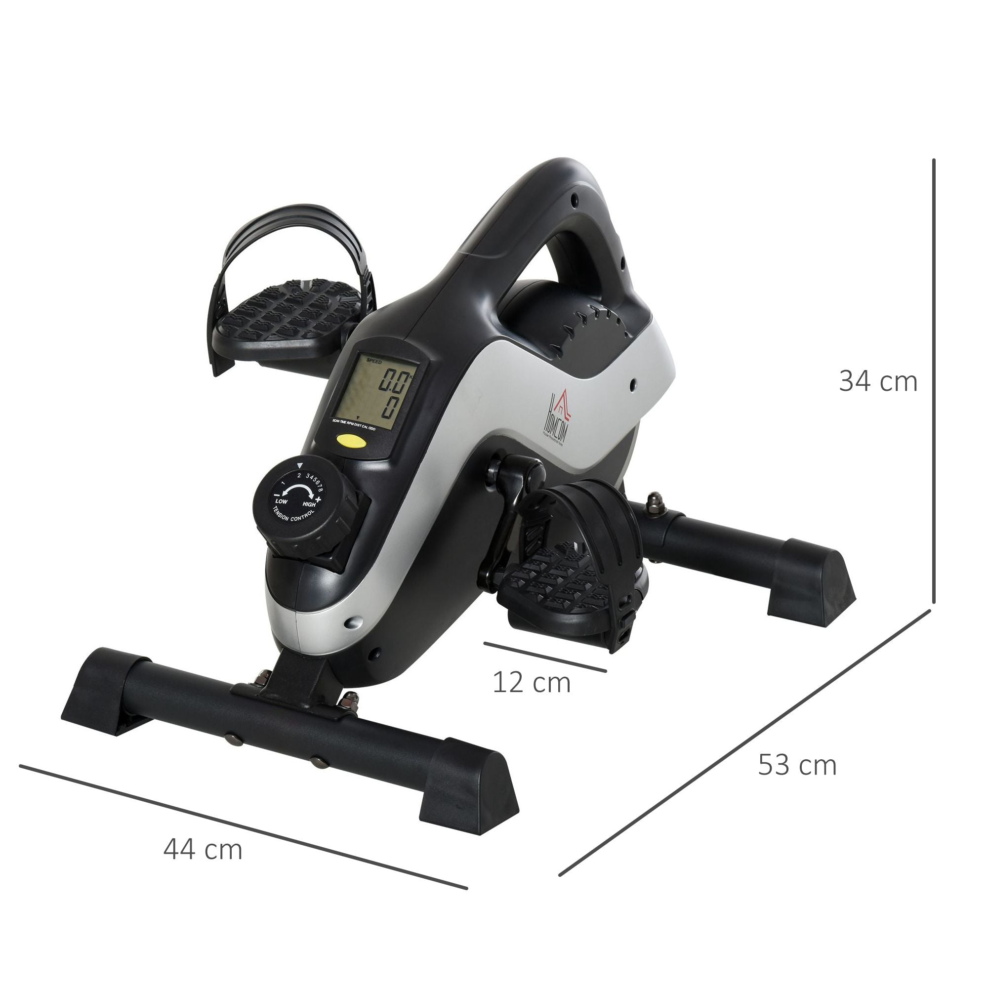 HOMCOM Portable Pedal Exerciser, Mini Exercise Bike with 8 Levels Magnetic Resistance and LCD Display, Cycle Leg Exerciser Sitting Down 