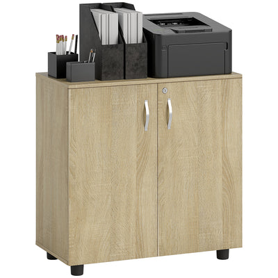 Vinsetto Two-Tier Locking Office Storage Cabinet - Oak 