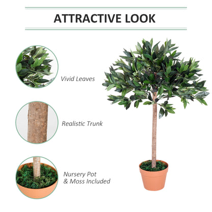 Outsunny 3ft Artificial Olive Tree Indoor Plant Greenery for Home Office Potted in An Orange Pot Set of 2 