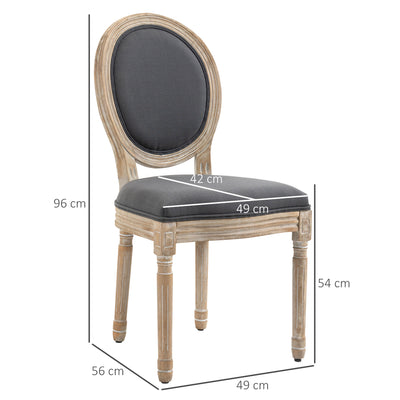 HOMCOM Set of Two French-Inspired Wooden Dining Chairs - Grey 