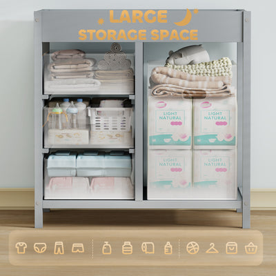 AIYAPLAY Baby Changing Unit with 4 Storage Drawers, Mat for Bedroom Nursery, 84 x 84.5 cm, Grey 