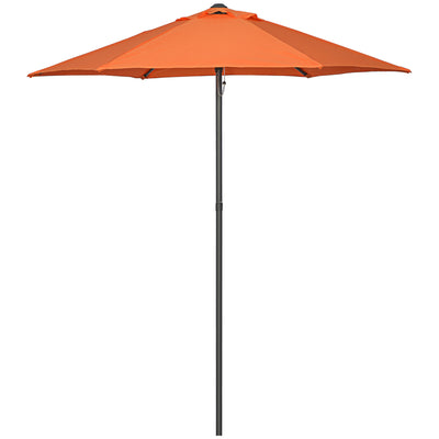 Outsunny 2m Garden Parasol Umbrella, Outdoor Sun Shade with 6 Sturdy Ribs for Balcony, Bench, Garden, Orange 