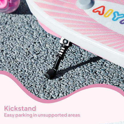 AIYAPLAY Electric Scooter for Kids Ages 4-7, with Auxiliary Rear Wheels, Flashing LED Light and Electric Brake, Kids Electric Scooter for Boys Girls, 6 KM/H & 8 KM, Pink 