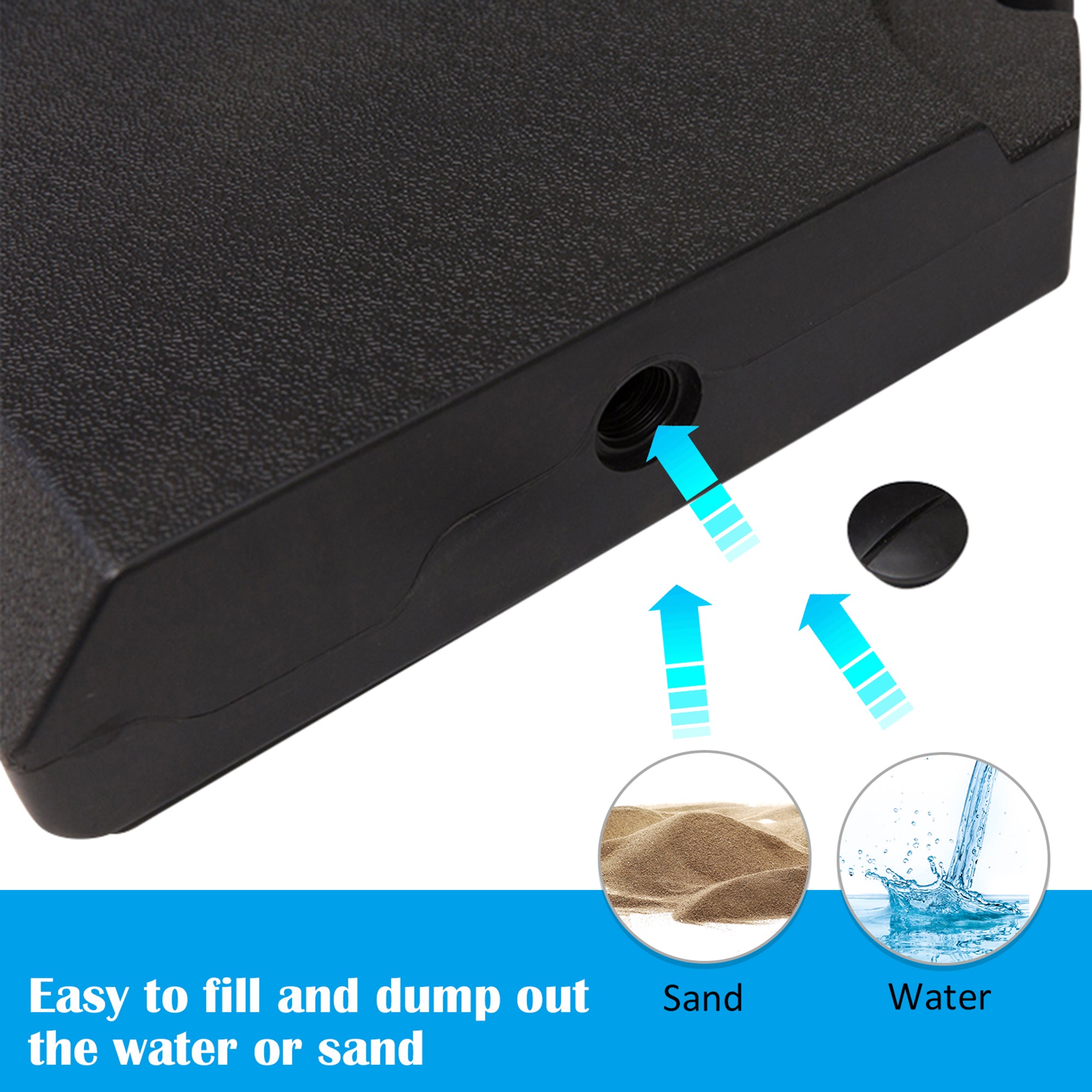 Outsunny Set of 4 Parasol Base Stand Weights for Cantilever Parasols, Water and Sand Filled, Up to 120kg, Black 