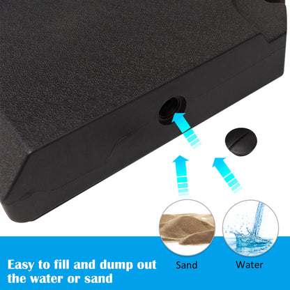 Outsunny Set of 4 Parasol Base Stand Weights for Cantilever Parasols, Water and Sand Filled, Up to 120kg, Black 