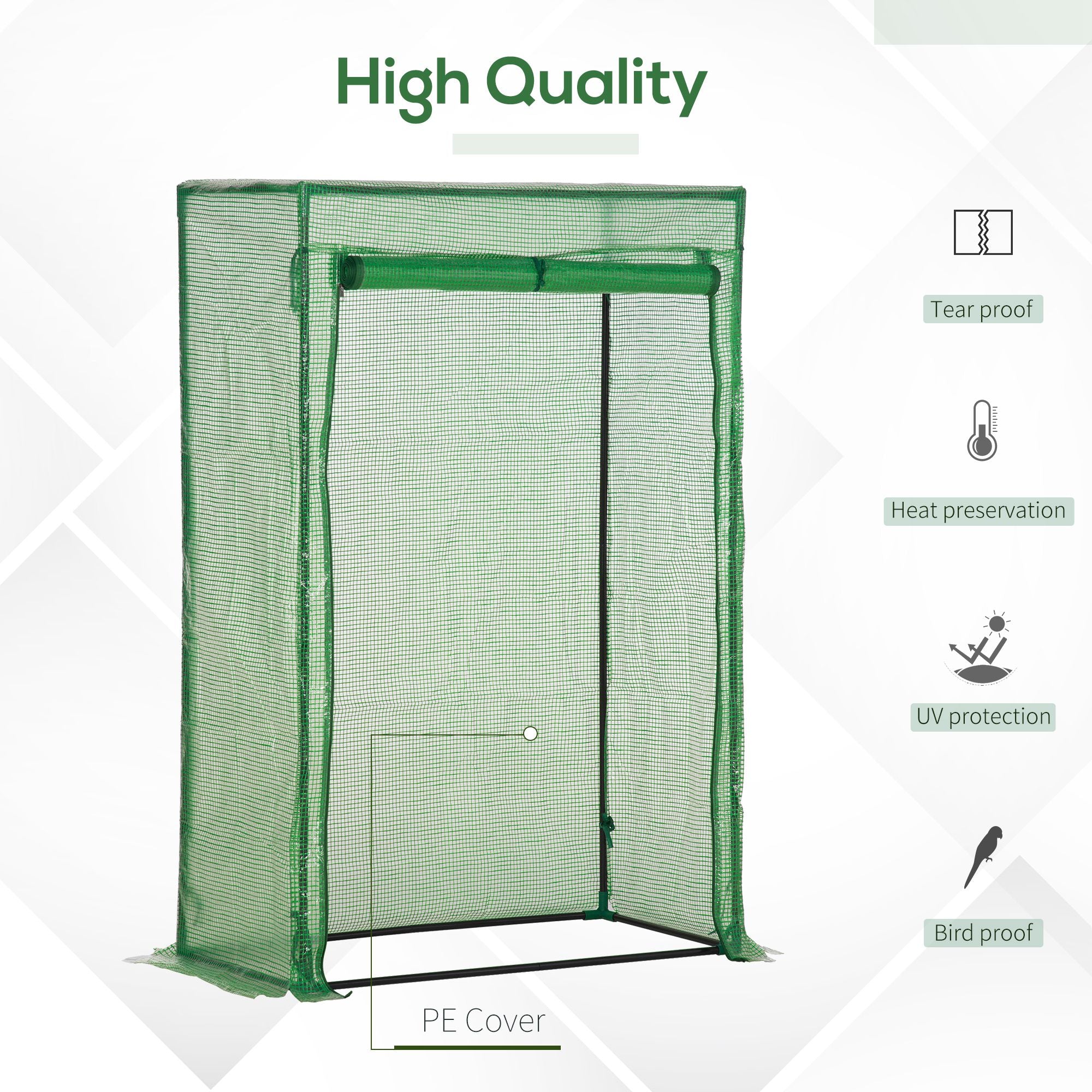 Outsunny Tomato Greenhouse with Roll-up Door, Mini Greenhouse with PE Cover, Outdoor Grow House Small Green House for Yard, Balcony, Garden, 100 x 50 x 150cm, Green 