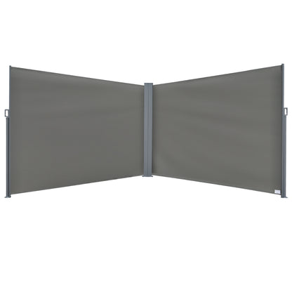 Outsunny 6 x 2m Retractable Sun Side Awning Screen Fence Patio Garden Wall Balcony Screening Panel Outdoor Blind Privacy Divider – Grey 