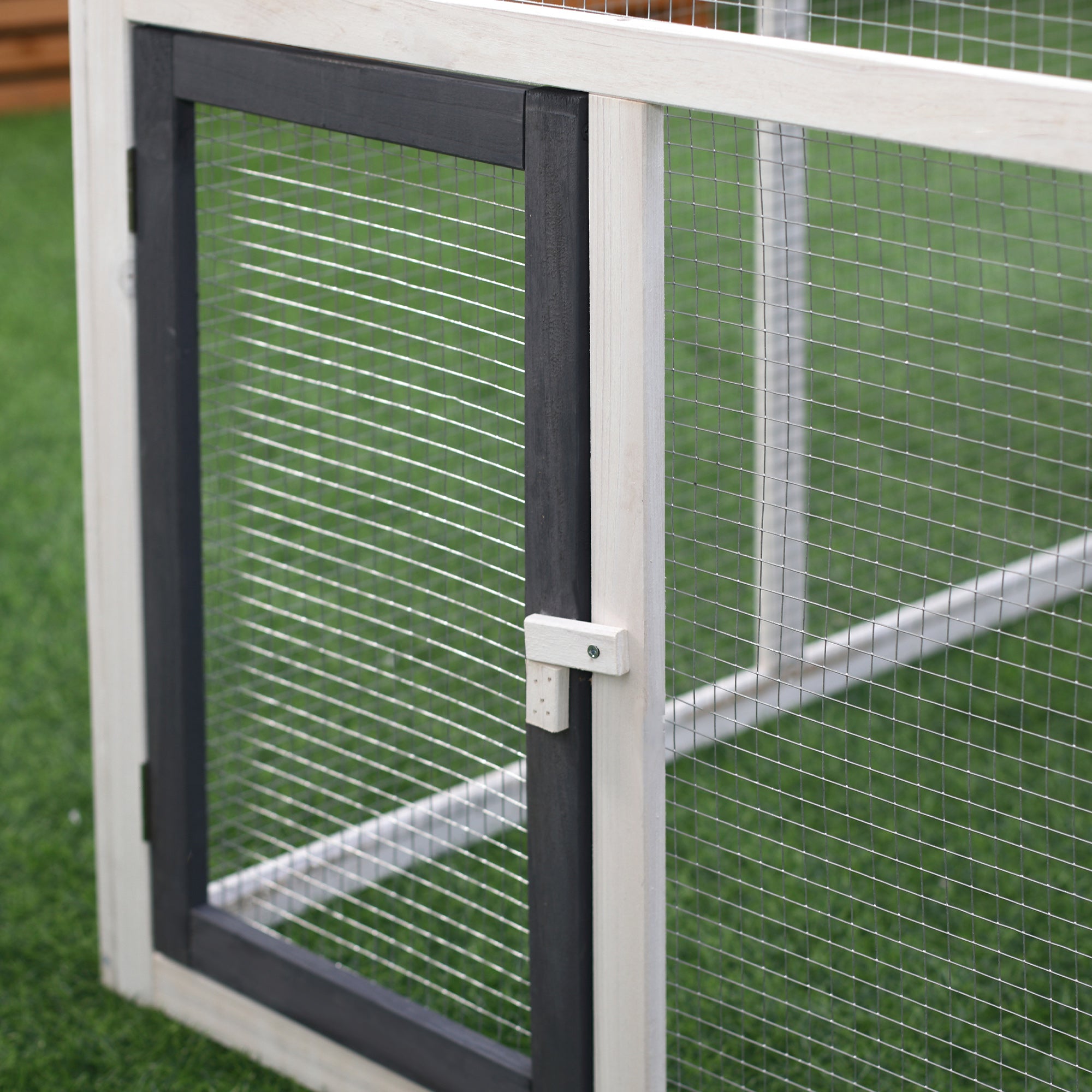 PawHut Chicken Coop with Run Wooden Hen House Pet Poultry Coops Cages Small Animal Outdoor Pen with Nesting Box 166 x 124 x 112cm 