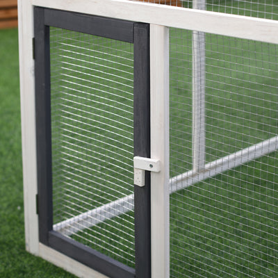 PawHut Chicken Coop with Run Wooden Hen House Pet Poultry Coops Cages Small Animal Outdoor Pen with Nesting Box 166 x 124 x 112cm 