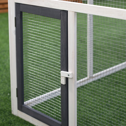 PawHut Chicken Coop with Run Wooden Hen House Pet Poultry Coops Cages Small Animal Outdoor Pen with Nesting Box 166 x 124 x 112cm 