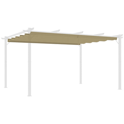 Outsunny Retractable Pergola Shade Cover, Replacement Canopy for 4 x 3 (m) Pergola, Retractable Roof, Tan 