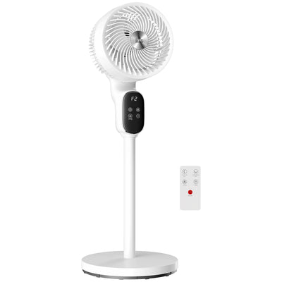 HOMCOM 20 dB Silent Standing Fan for Bedroom, 39in Pedestal Fan with Remote, Oscillating, 8 Speeds, Adjustable Height, White 