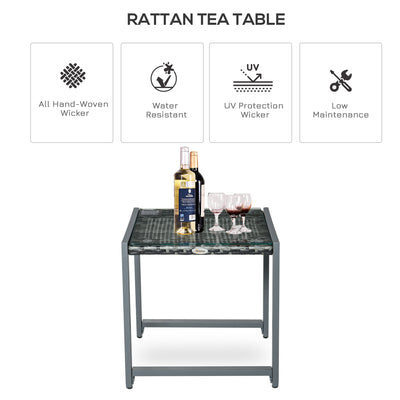 Outsunny Rattan End Table Side Coffee Desk Outdoor Patio Wicker Sofa Chat Garden Furniture 