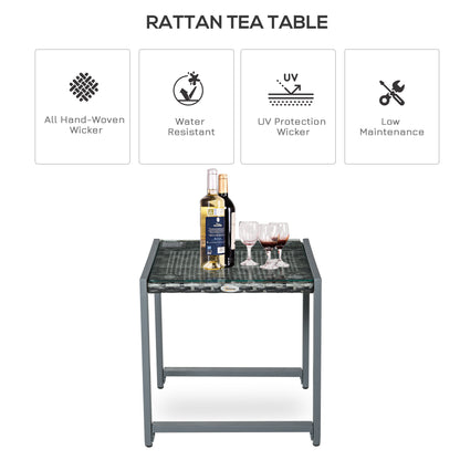 Outsunny Rattan End Table Side Coffee Desk Outdoor Patio Wicker Sofa Chat Garden Furniture 
