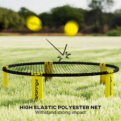 SPORTNOW Spike Ball Set, Mini Beach Games Set with Net, 3 Balls and Ball Pump, Portable with Carrying Bag for Outdoor Team Sports, Yellow 