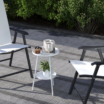 Outsunny Two-Tier Metal Garden Table - White 