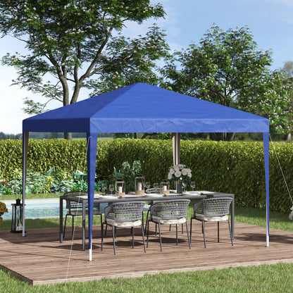 Outsunny 3 x 3M Garden Pop Up Gazebo Height Adjustable Marquee Party Tent Wedding Canopy with Carrying Bag, Blue 
