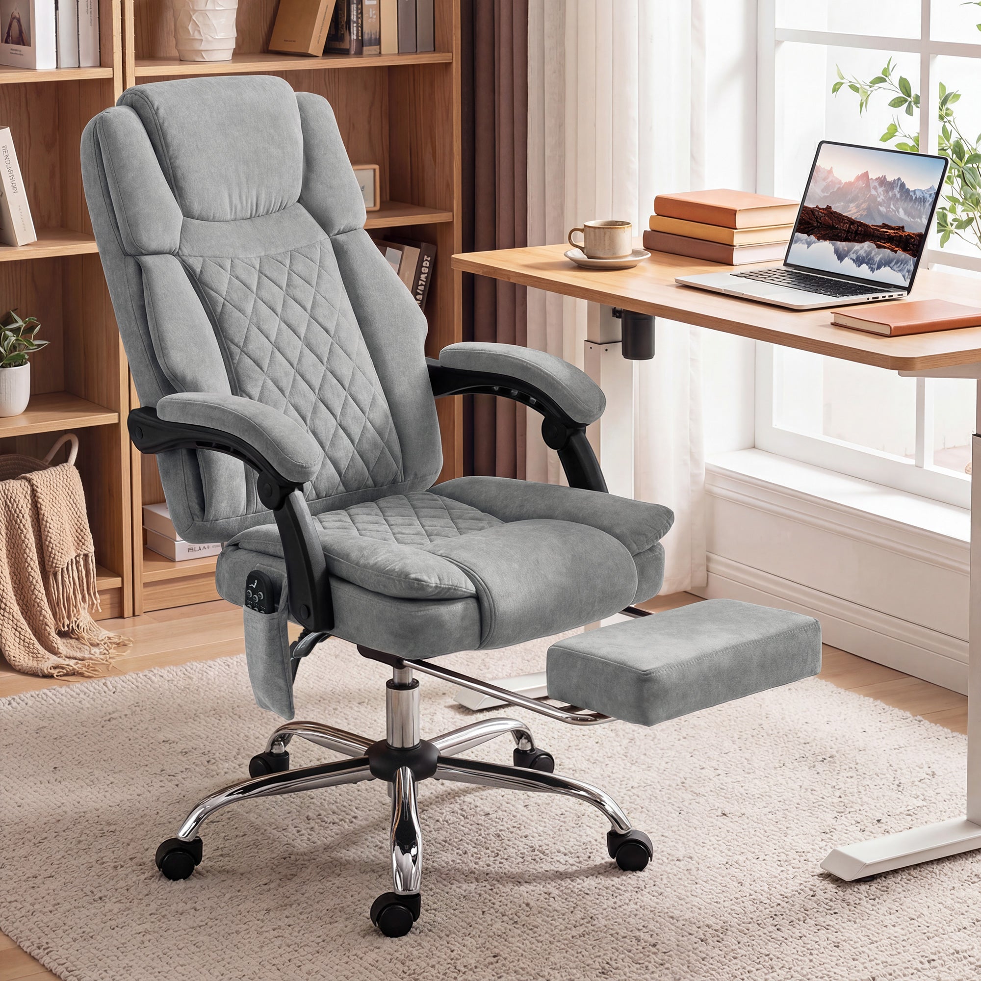 HOMCOM Office Chair with 6-Point Vibration Massage and Heat, Executive Computer Desk Chair with High Back, Reclining, Grey 