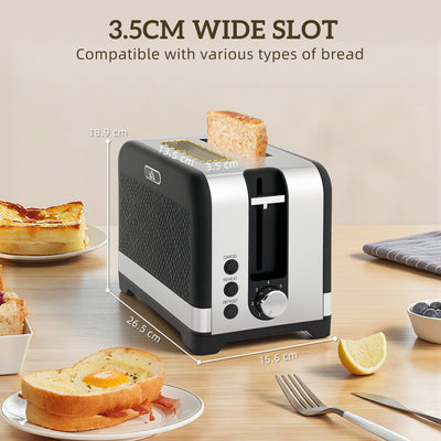 HOMCOM Sleek Textured Kettle and Toaster Set - Black 