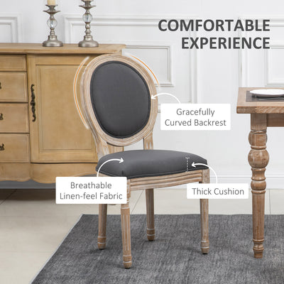 HOMCOM Set of Two French-Inspired Wooden Dining Chairs - Grey 