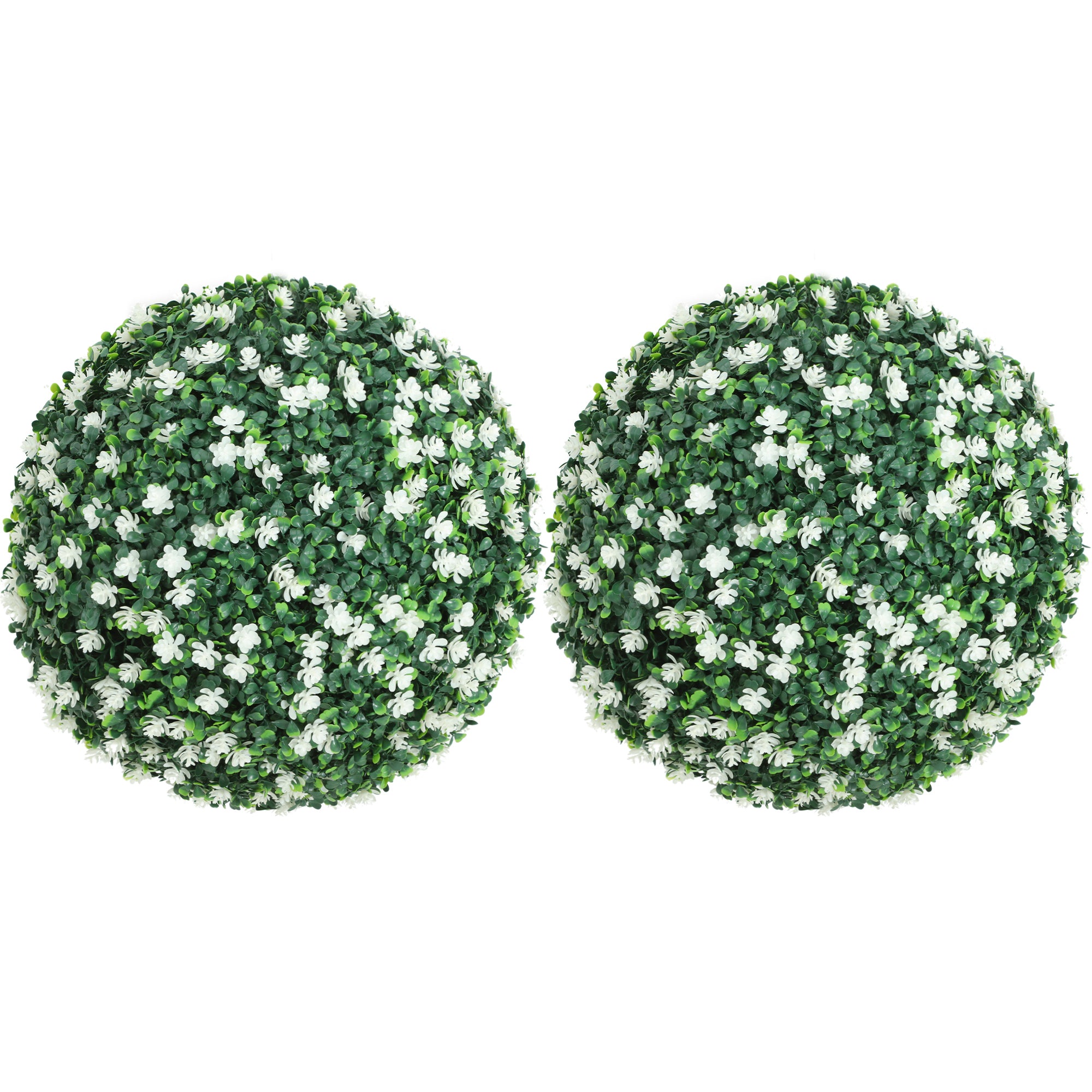 HOMCOM Set of Two Artificial Boxwood Balls Plants - White 