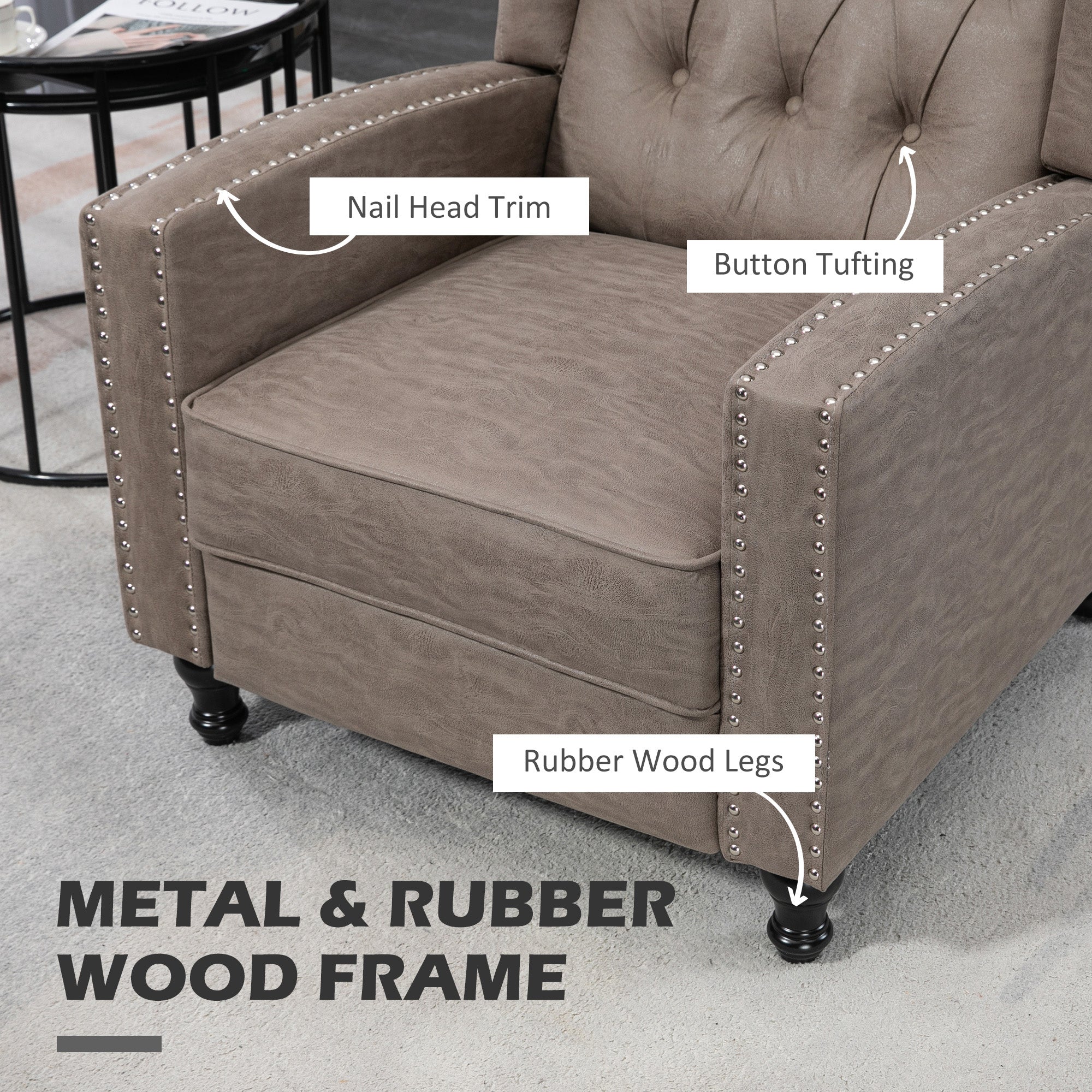 HOMCOM Chesterfield-Style Reclining Armchair - Brown 
