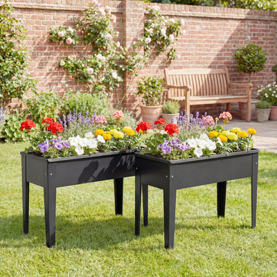 Outsunny Raised Planter, Metal Raised Garden Bed on Legs with Drainage Hole and Foot Covers, Black 