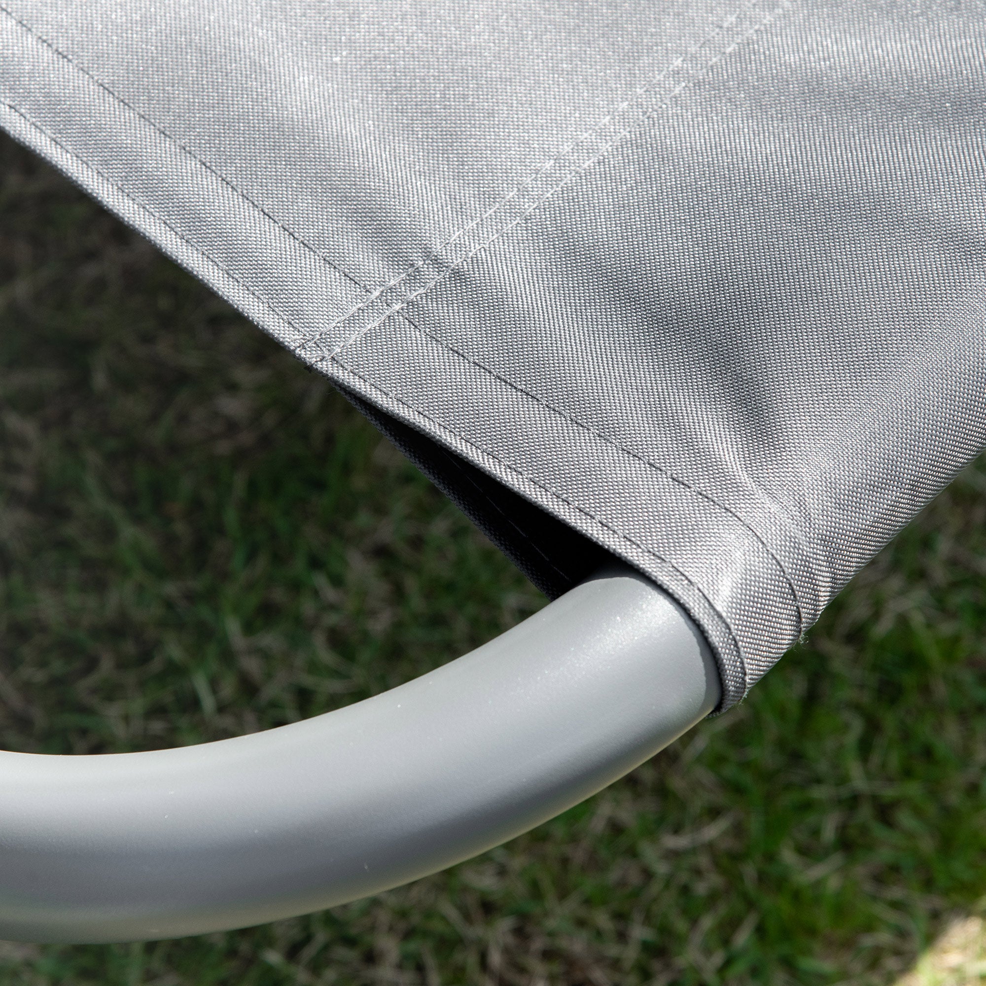 Outsunny Double Hammock Sun Lounger Bed with Canopy Shelter, Wheels & 2 Pillows, Grey 