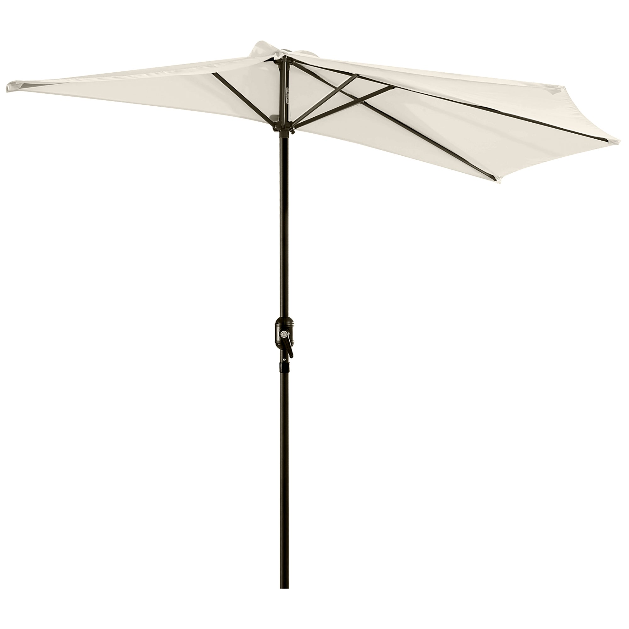 Outsunny 3(m) Half Parasol, Semi Round Umbrella with Metal Frame, Crank Handle for Balcony, Garden, Cream White 