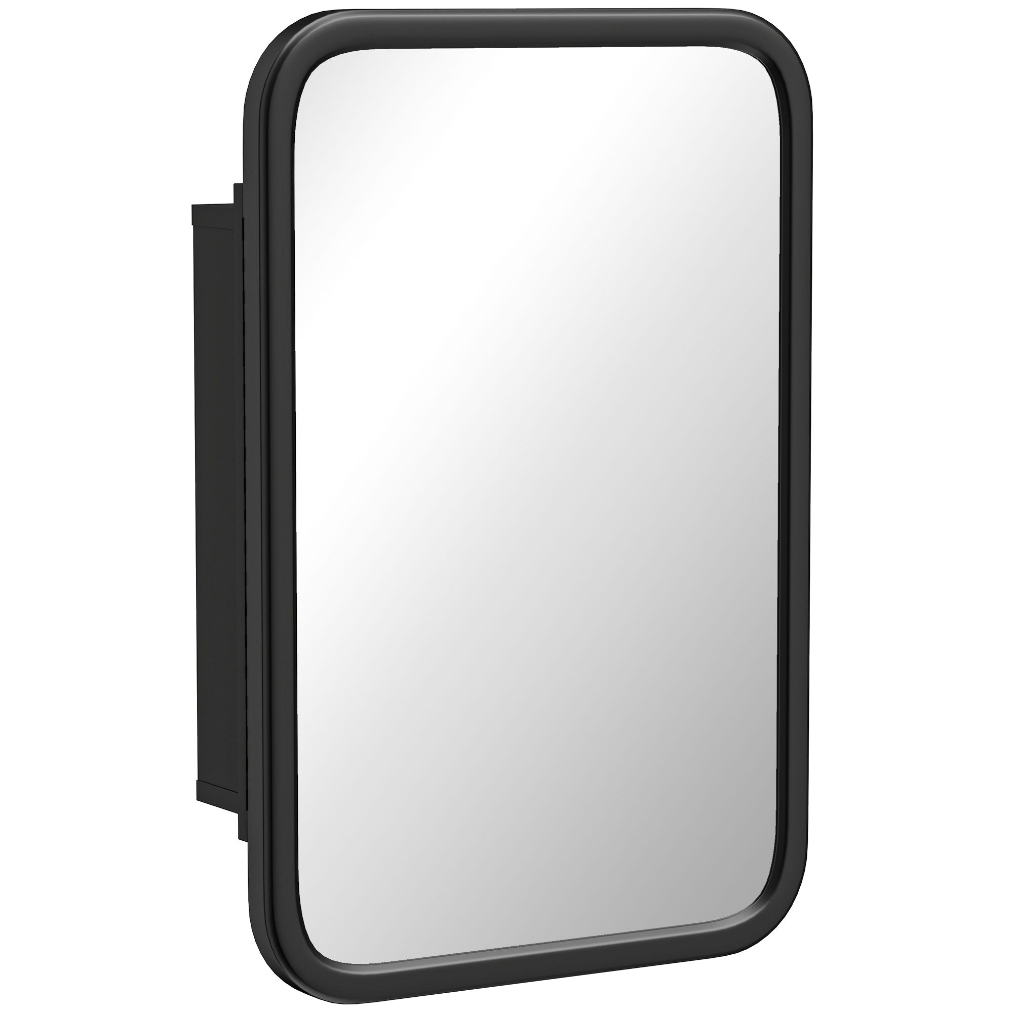 HOMCOM Bathroom Wall Cabinet with Tempered Mirror Metal Bathroom Mirror Cabinet with 3 Shelves Black 