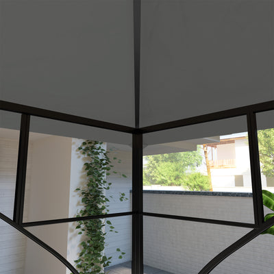 Outsunny 3x3(m) Replacement Gazebo Canopy, Double Tier Roof Top for Garden, Patio, Outdoor, Grey (TOP ONLY) 