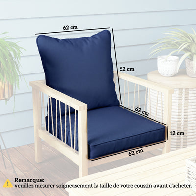 Outsunny Seat and Back Padded Cushion Set, CUSHION ONLY - Dark Blue 