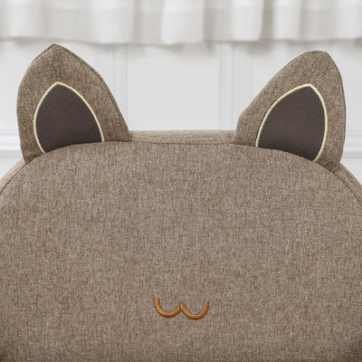 HOMCOM Kids Sofa Toddler Chair Children Armchair for Preschool Bedroom Playroom with Ear Modeling Wood Brown 