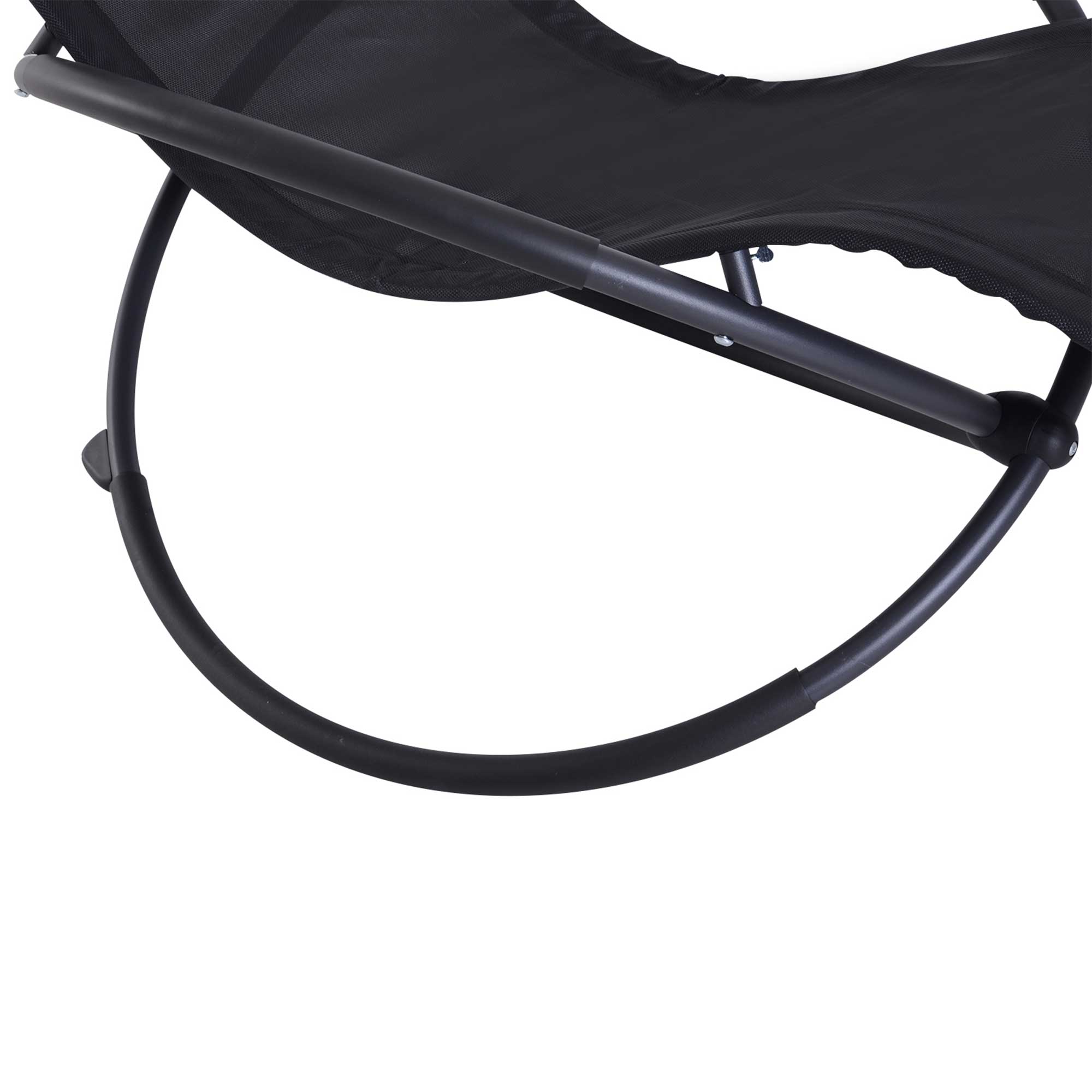 Outsunny Outdoor Orbital Lounger Zero Gravity Patio Chaise Foldable Rocking Chair w/ Pillow Black 