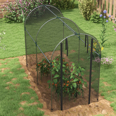 Outsunny Galvanised Steel Fruit Cage, Plant Protection Tent with Zipped Door, 1.2 x 2.4 x 1.9m, Black 