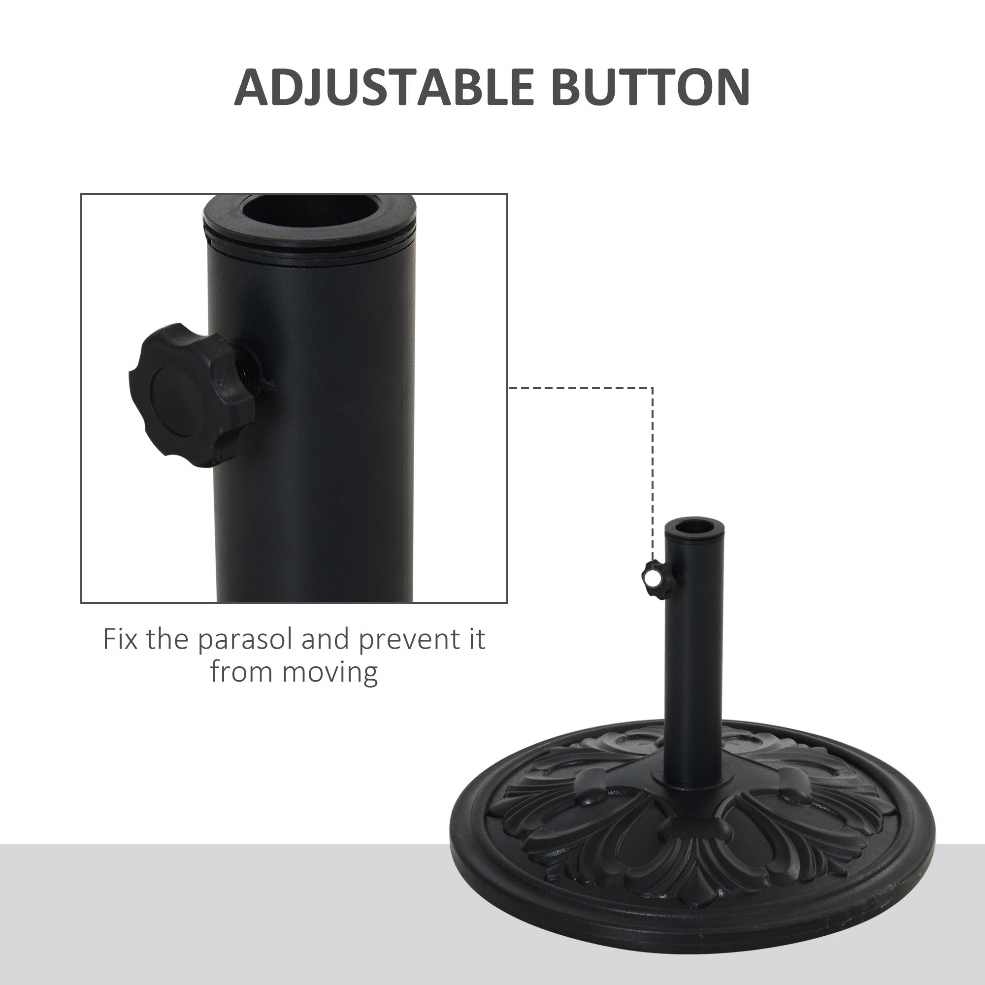 Outsunny 13kg Round Parasol Base Sun Umbrella Weight Stand Holder Patio Outdoor Garden, Black 